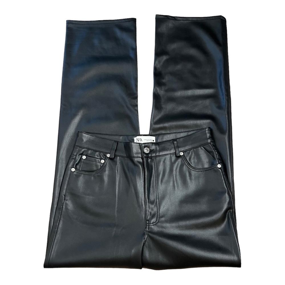 Zara Black Faux Leather Pants. Size 8.